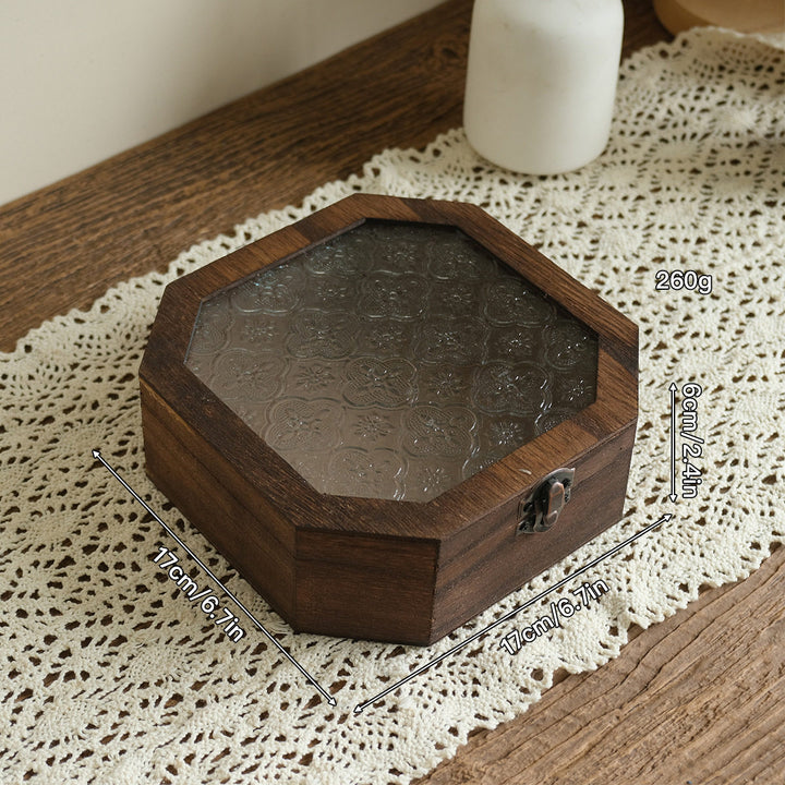 Vintage achteckige Holz-Schmuckbox