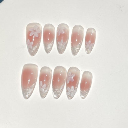 Florale Ombre Press-On Nagelkunst