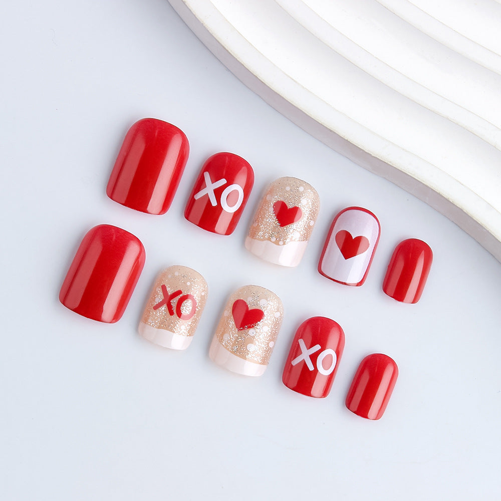 Romantisches Herz-Themen Nagelkunst-Set Karnz