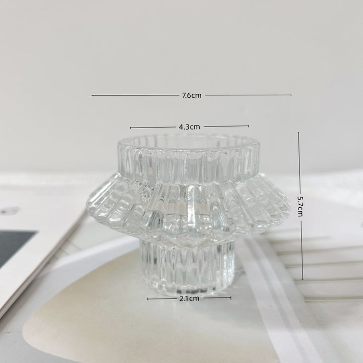 Rippentexturierter Glas-Teelichthalter mit ausladendem Kragen Karnz