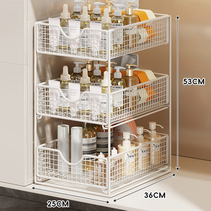 Drei-Tier Schubladenregal Organizer aus Netz für Küche und Badezimmer