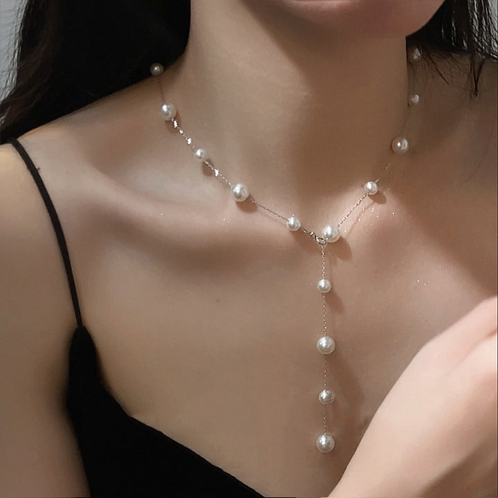 Perlen-Drop-Lariat-Halskette Karnz