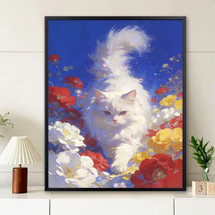 Florale Katzen-Themen Wandkunst Druck Karnz