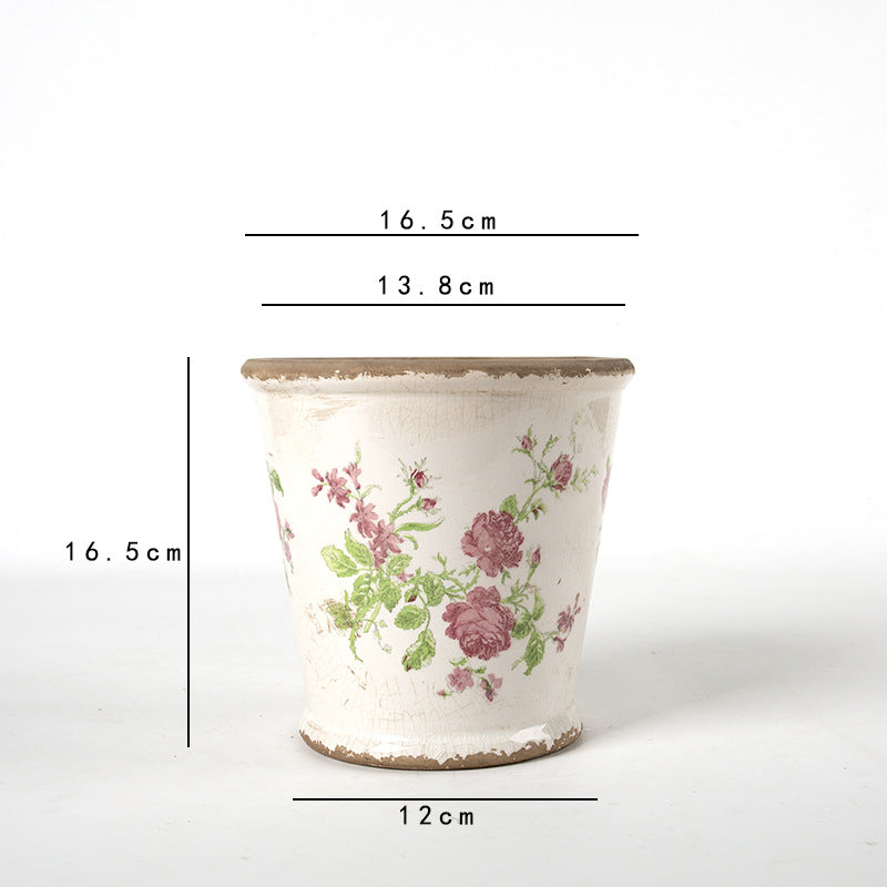 Dekorativer Keramik Blumentopf mit floralem Design Karnz