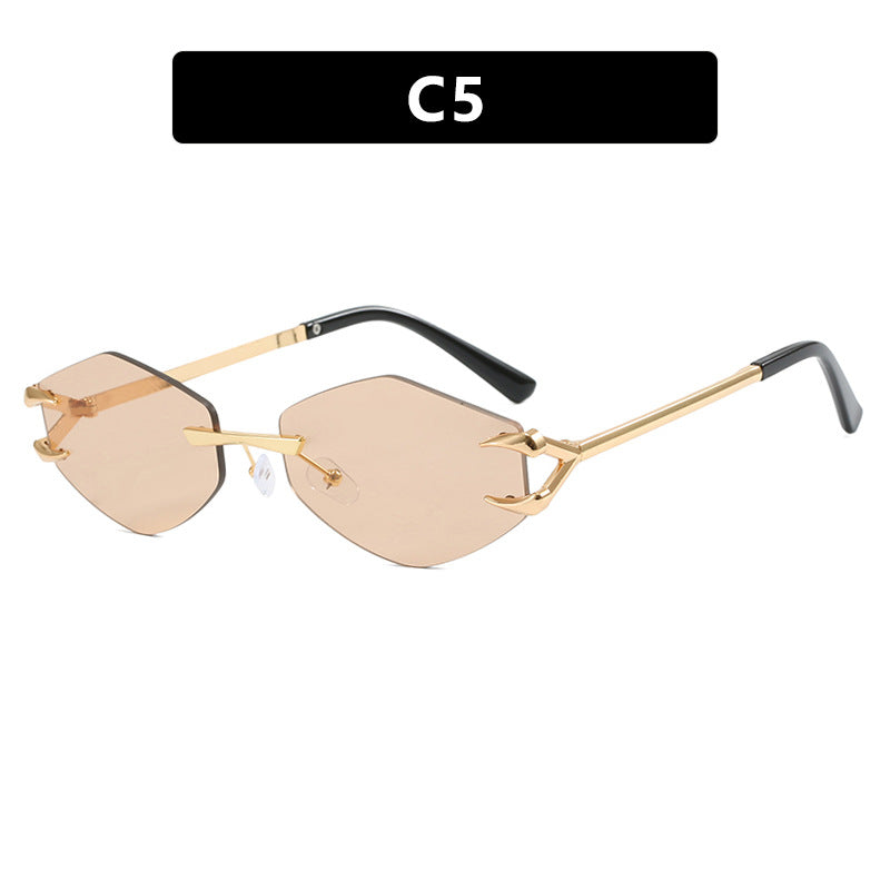 Damen extravagante hexagonale Sonnenbrille mit innovativem Rahmen und UV-Schutz Karnz
