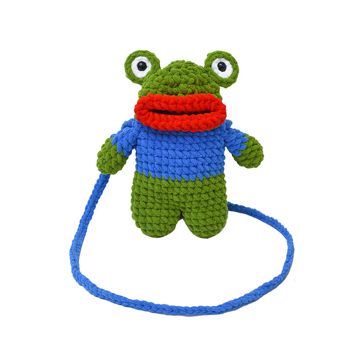 Spaßige gehäkelte Frosch-Motiv Mini-Rucksäcke