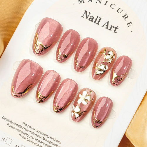 Künstlerisches floral-geprägtes Press-On-Nagelset