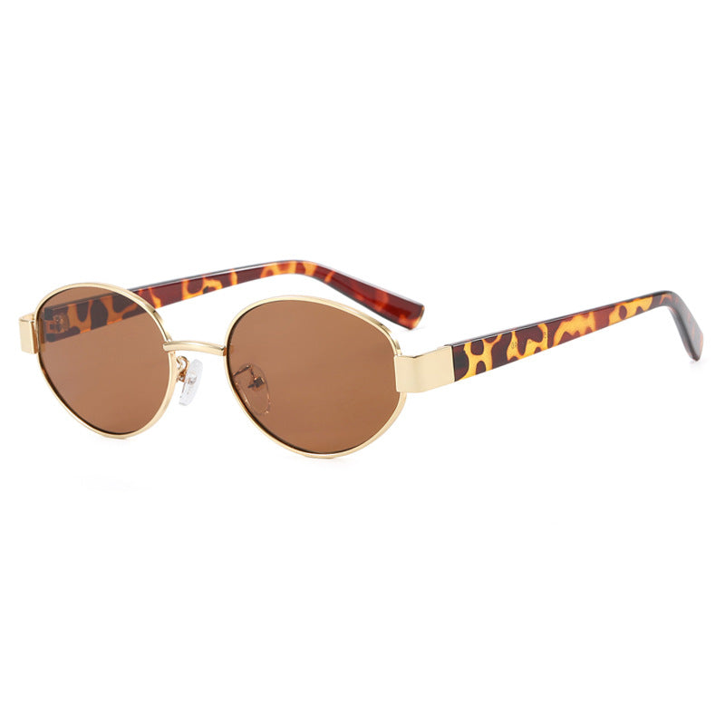 Damen modische Sonnenbrille mit exklusivem Leopardenmuster und elegantem Metallrahmen Karnz