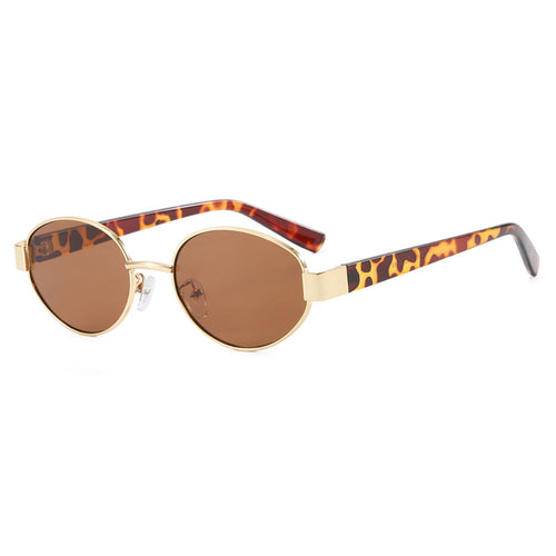 Damen modische Sonnenbrille mit exklusivem Leopardenmuster und elegantem Metallrahmen Karnz