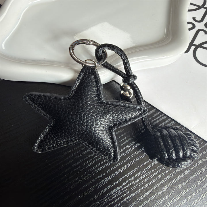 Leder Stern Charm Schlüsselanhänger Karnz
