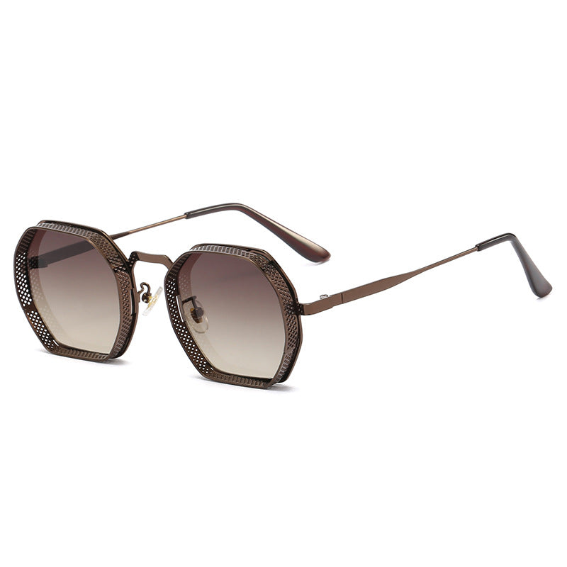 Damen Sonnenbrille mit einzigartigem oktagonalem Metallrahmen Karnz