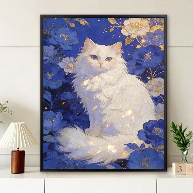Florale Katzen-Themen Wandkunst Druck Karnz