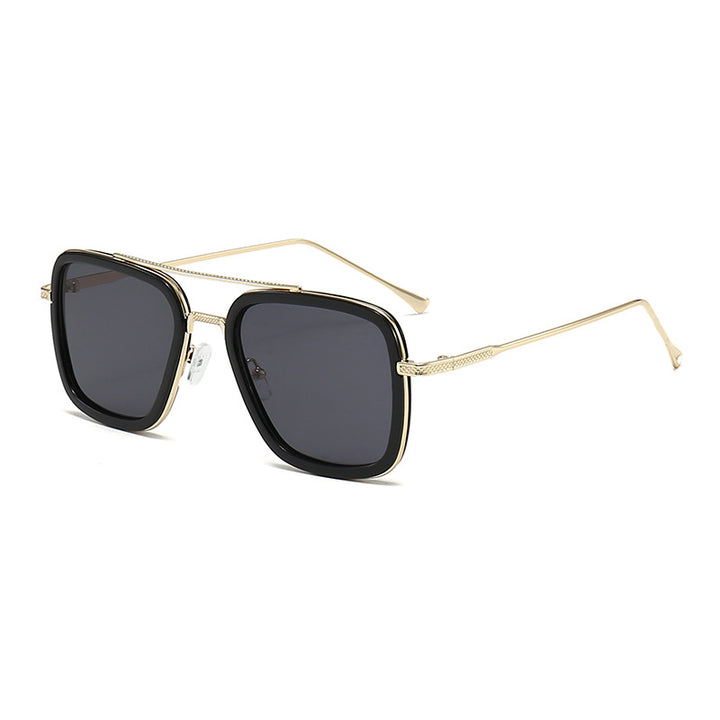 Damen modische quadratische Sonnenbrille mit glamourösem Metallrahmen Karnz