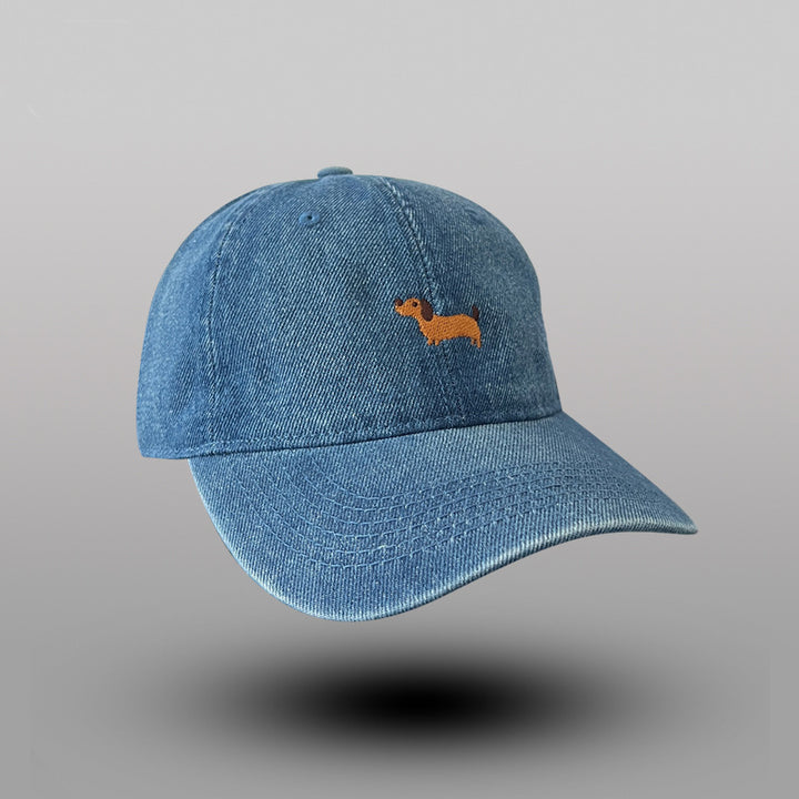 Denim Baseballmütze mit verspielter Hundestickerei