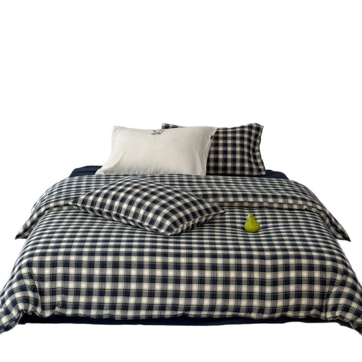 Patchwork-Plaid Wende-Bettwäsche-Set aus Baumwolle-Leinen mit Kissenbezügen