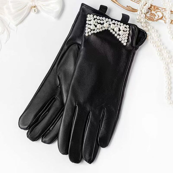 Elegante Lederhandschuhe mit Kettendetails Karnz