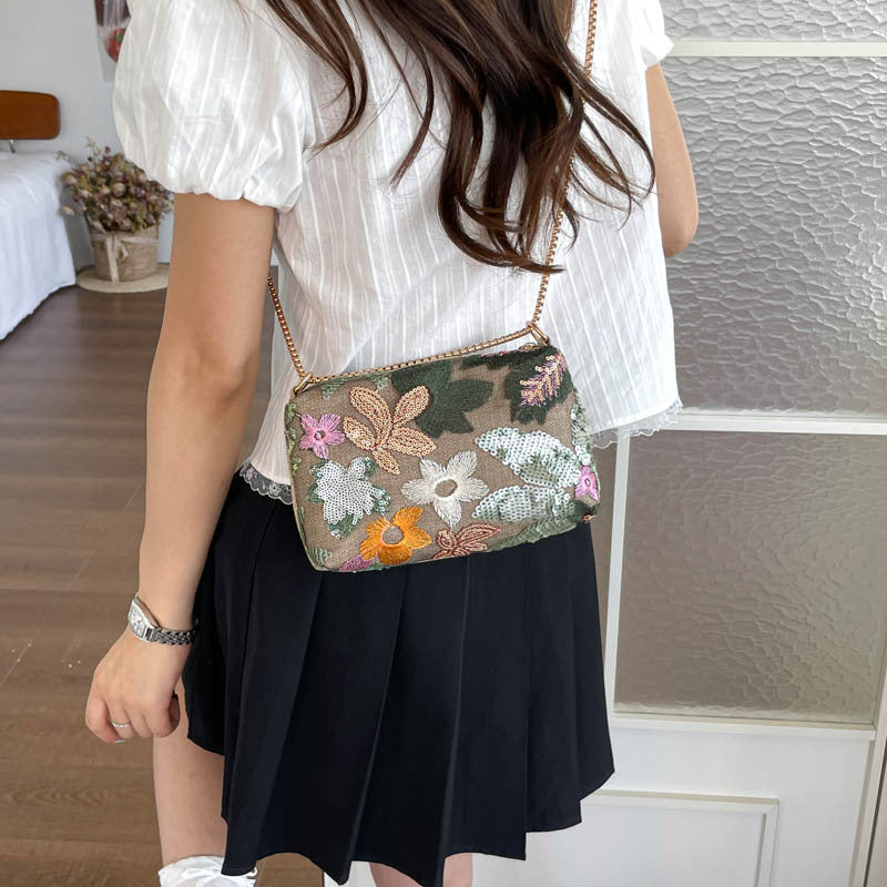 Florale Pailetten Clutch Tasche