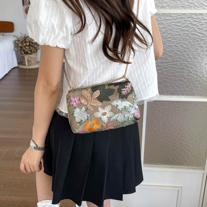 Florale Pailetten Clutch Tasche