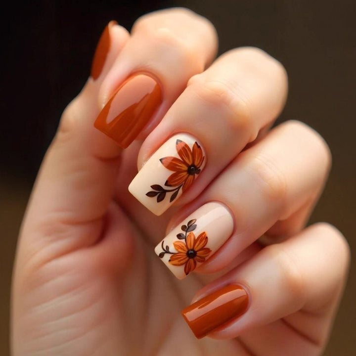 Kreative Nagelkunst mit Exotischem Blattdesign Karnz