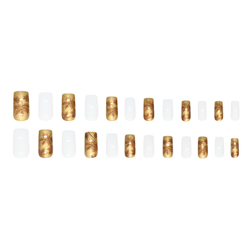 Luxus Metallic Blatt Design Press-On Nagelspitzen Karnz