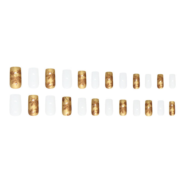 Luxus Metallic Blatt Design Press-On Nagelspitzen Karnz