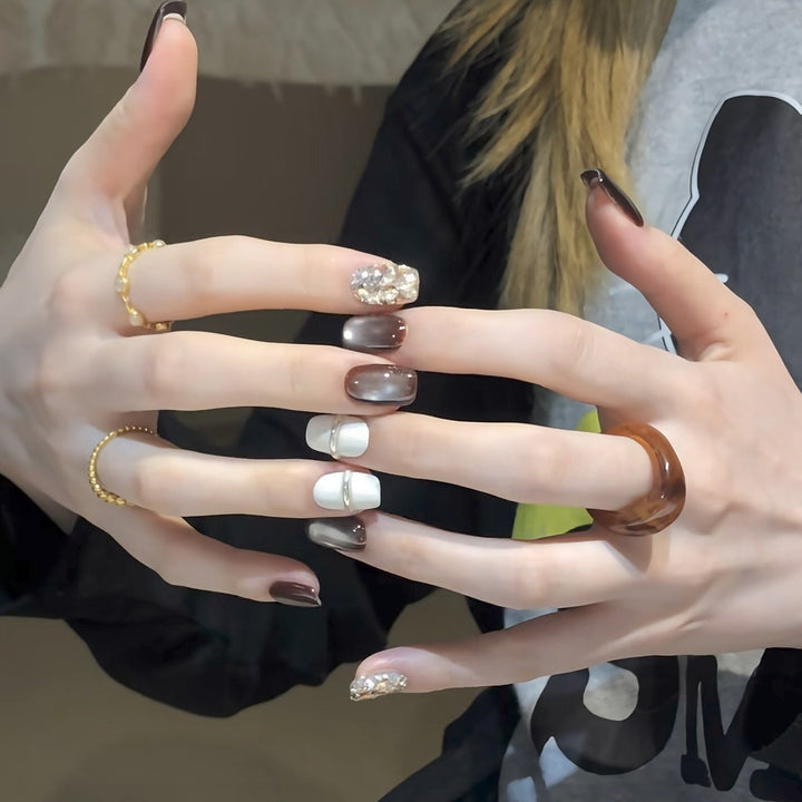 Press-On Nail Art Set mit Ombre- und Glitzerakzenten Karnz