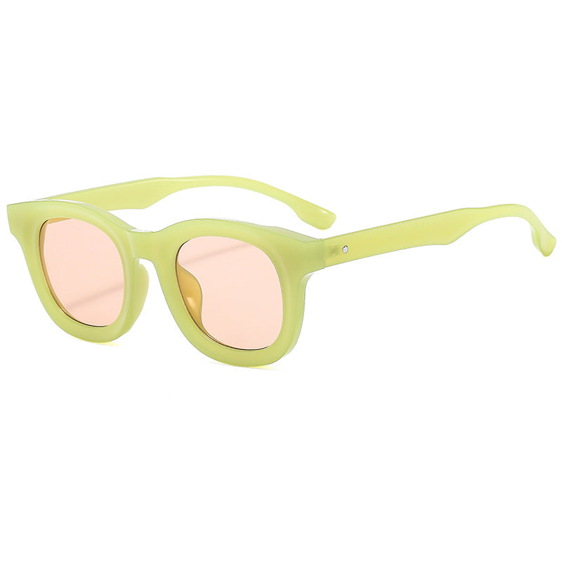 Damen Runde Sonnenbrille mit stylishen, breiten Kunststoff-Rahmen Karnz