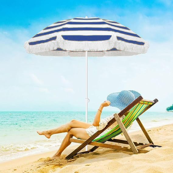 Damen Sonnenschirm mit stylishen Quasten Karnz
