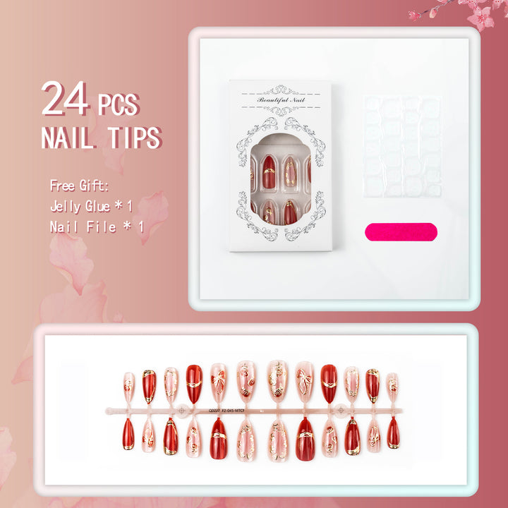 Vergoldetes Rahmen Dekorative Press-On Nail Set