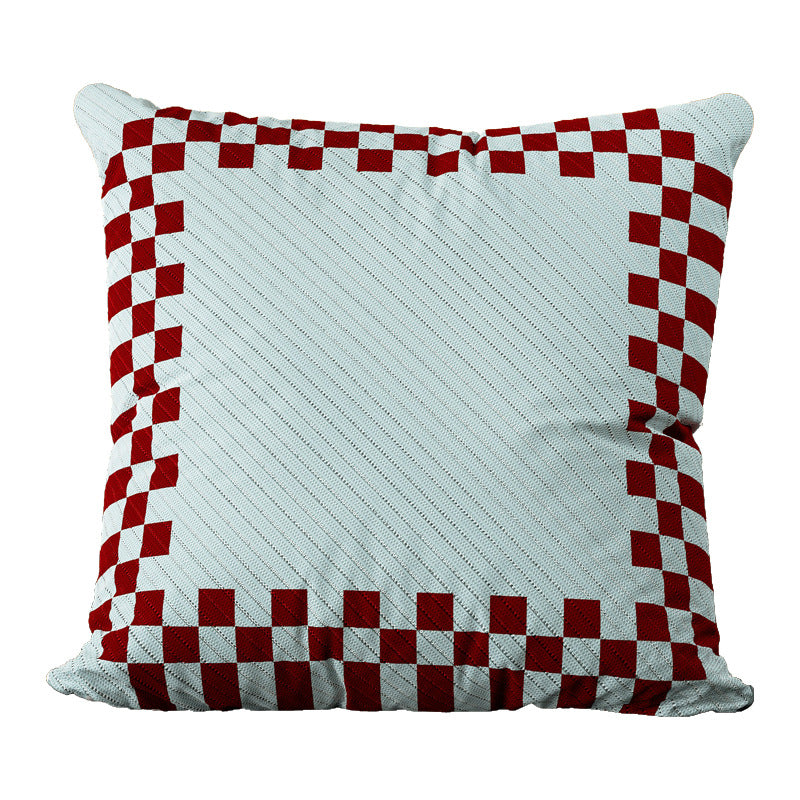 Decorative Square Cushion Cover with Grid Quilting, Contrast Piped Edge and Laced Side Detail