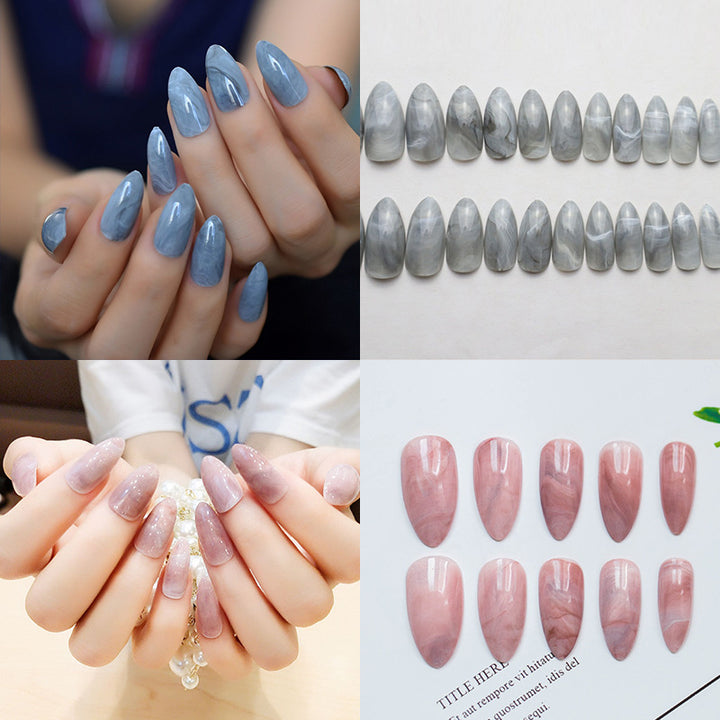 Elegante Marmor-Effekt Press-On Nagelspitzen Karnz