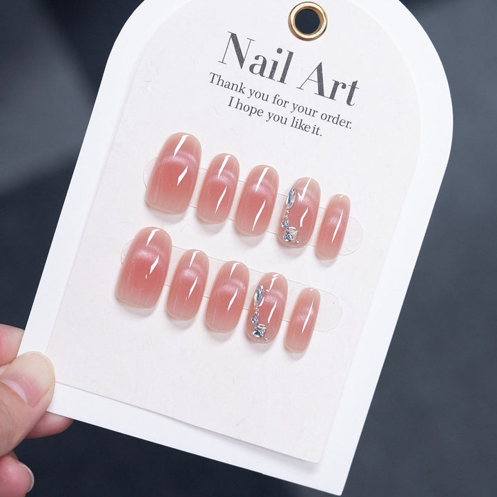 Elegantes mit Kristallen verziertes Press-On-Nagelkunst-Set