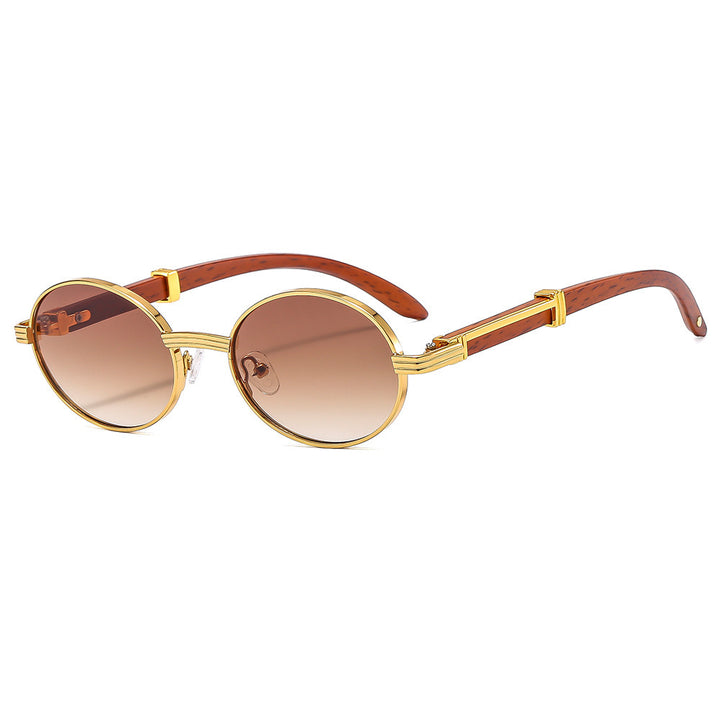 Vintage-inspirierte runde Sonnenbrille mit luxuriösen goldenen Akzenten Karnz