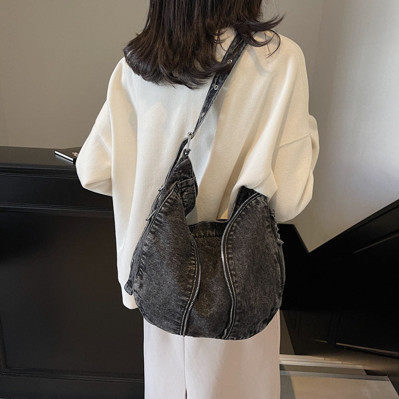 Modische Denim Schultertasche Karnz
