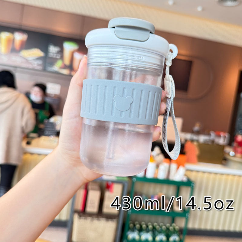 Damen isolierte Trinkflasche mit rutschfestem Silikonring und integriertem Strohhalm Karnz