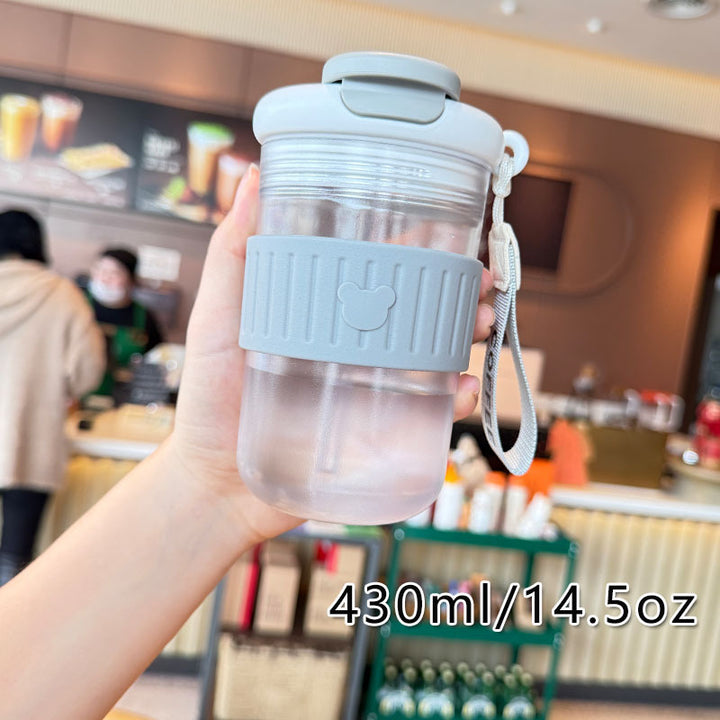 Damen isolierte Trinkflasche mit rutschfestem Silikonring und integriertem Strohhalm Karnz