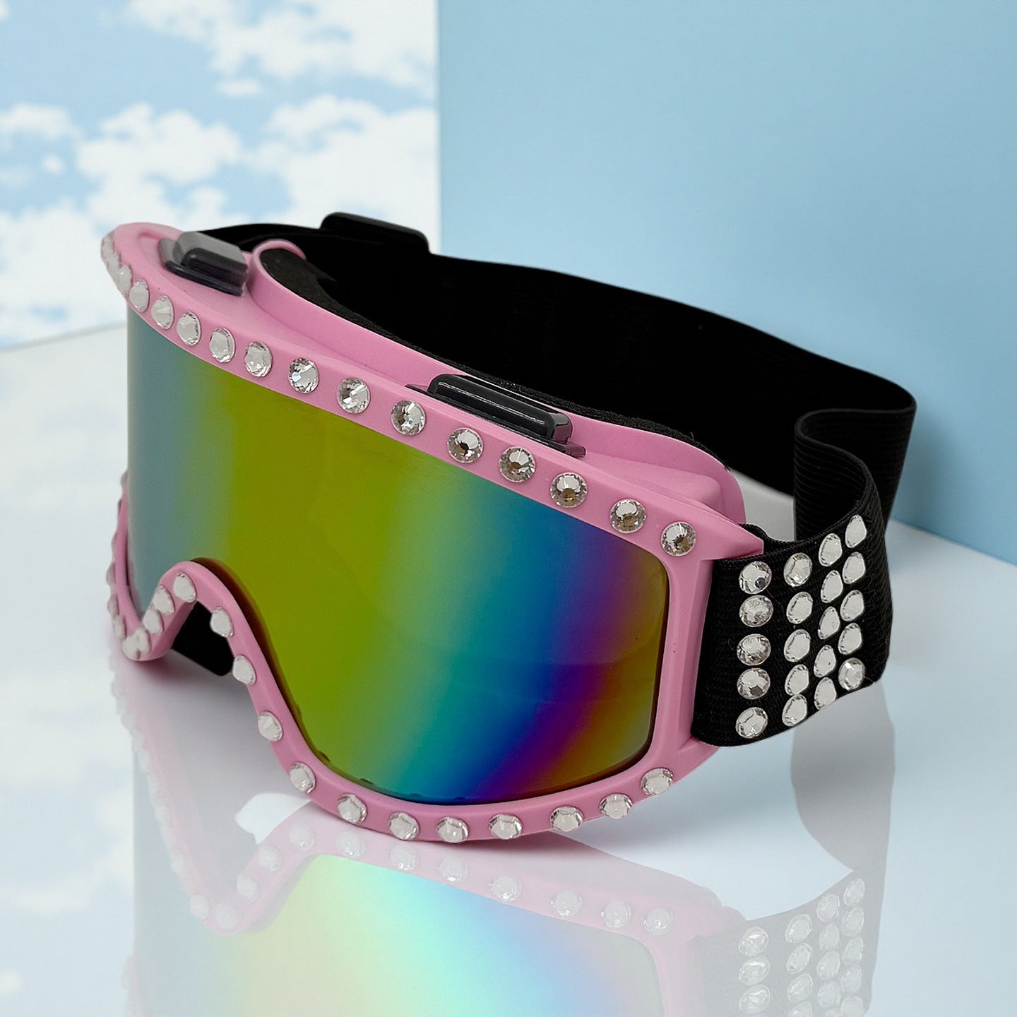Damen modische Skibrille mit glitzernden Dekorationen Karnz