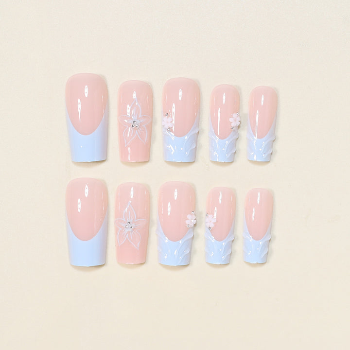 3D Floral Decorative Press-On Nail Art Karnz