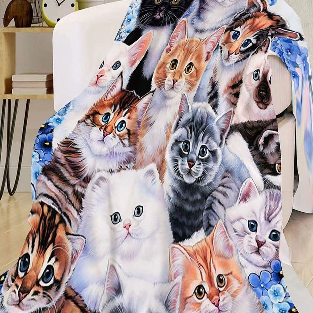 Künstlerische Katzen-Design Fleece-Wurfdecke