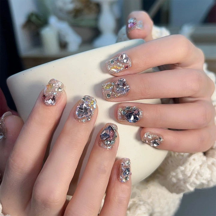 Dekorative Strass Press-On Nagelset