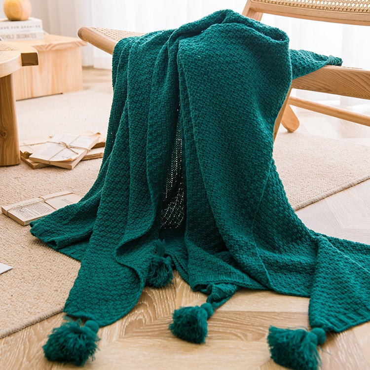 Strukturierte Strickwurfdecke