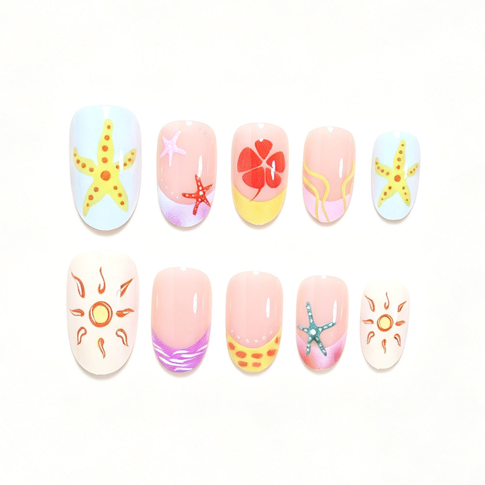 Künstlerische Sommer-Themen Press-On Nagelkunst Karnz