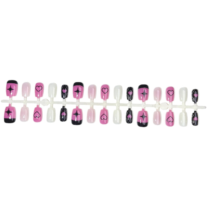 Themen Presse-On-Nagelset mit Herz- und Sterndesigns