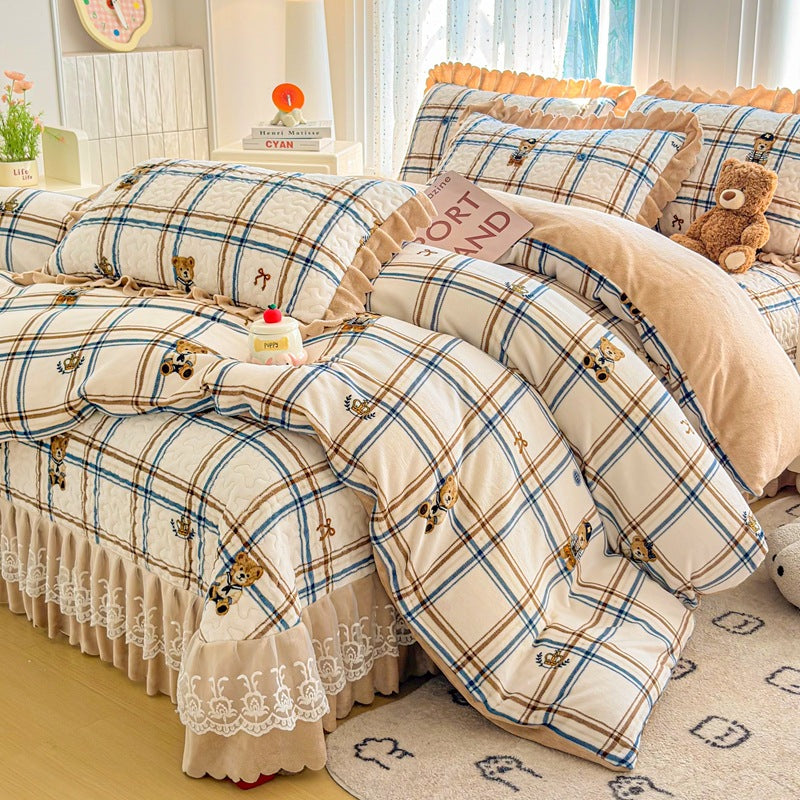 Gemütliches Herz-Druck Bettwäsche-Set
