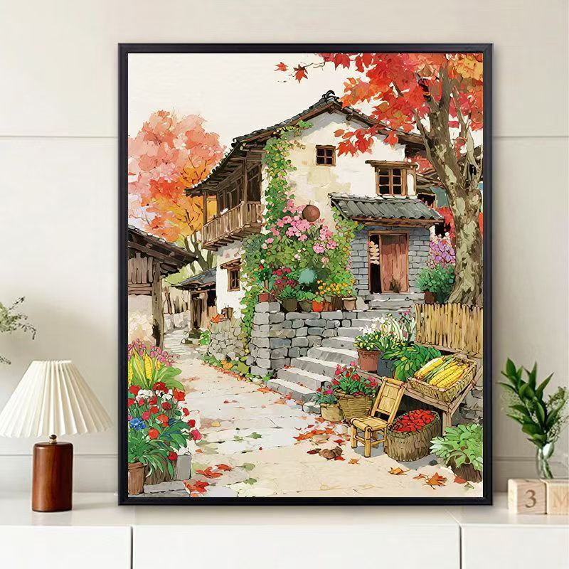 Scenic Village Landschaft Kunstdruck Karnz