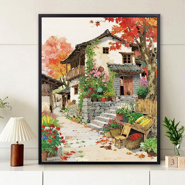 Scenic Village Landschaft Kunstdruck Karnz