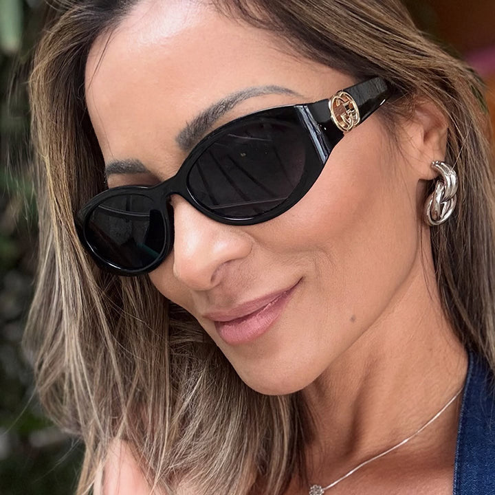 Damen modische Katzenaugen-Sonnenbrille mit schützendem UV-Filter und luxuriösen Akzenten Karnz