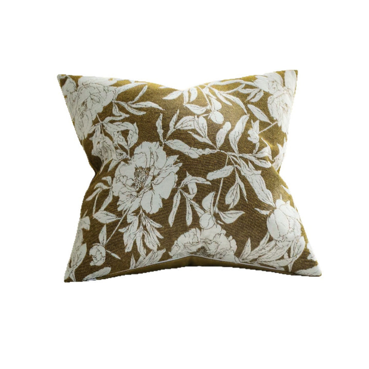 Quadratischer Dekorativer Kissenbezug mit großem Blumen‑Jacquard und samtigem Rückteil Karnz