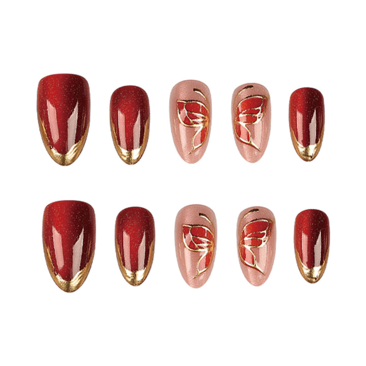 Künstlerisches Press-On-Nagelset mit floralen Akzenten