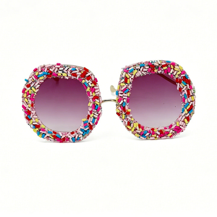 Damen kreative Designer-Sonnenbrille mit buntem Schmuckrahmen Karnz